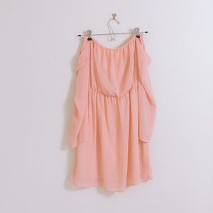 Cold Shoulder Peach Dress-Lulus